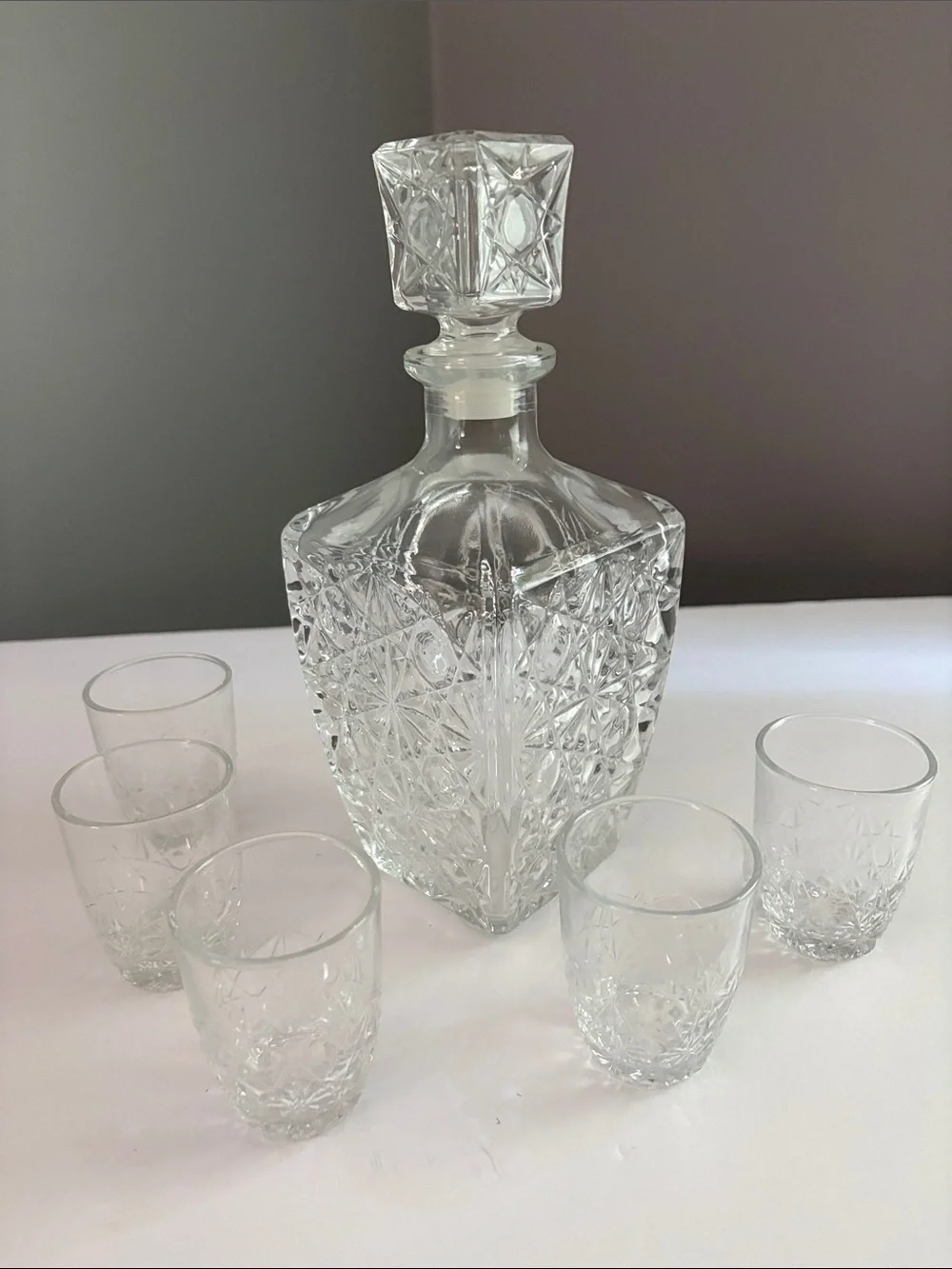 Decanter Set with 5 Matching Shot Glasses - Clear